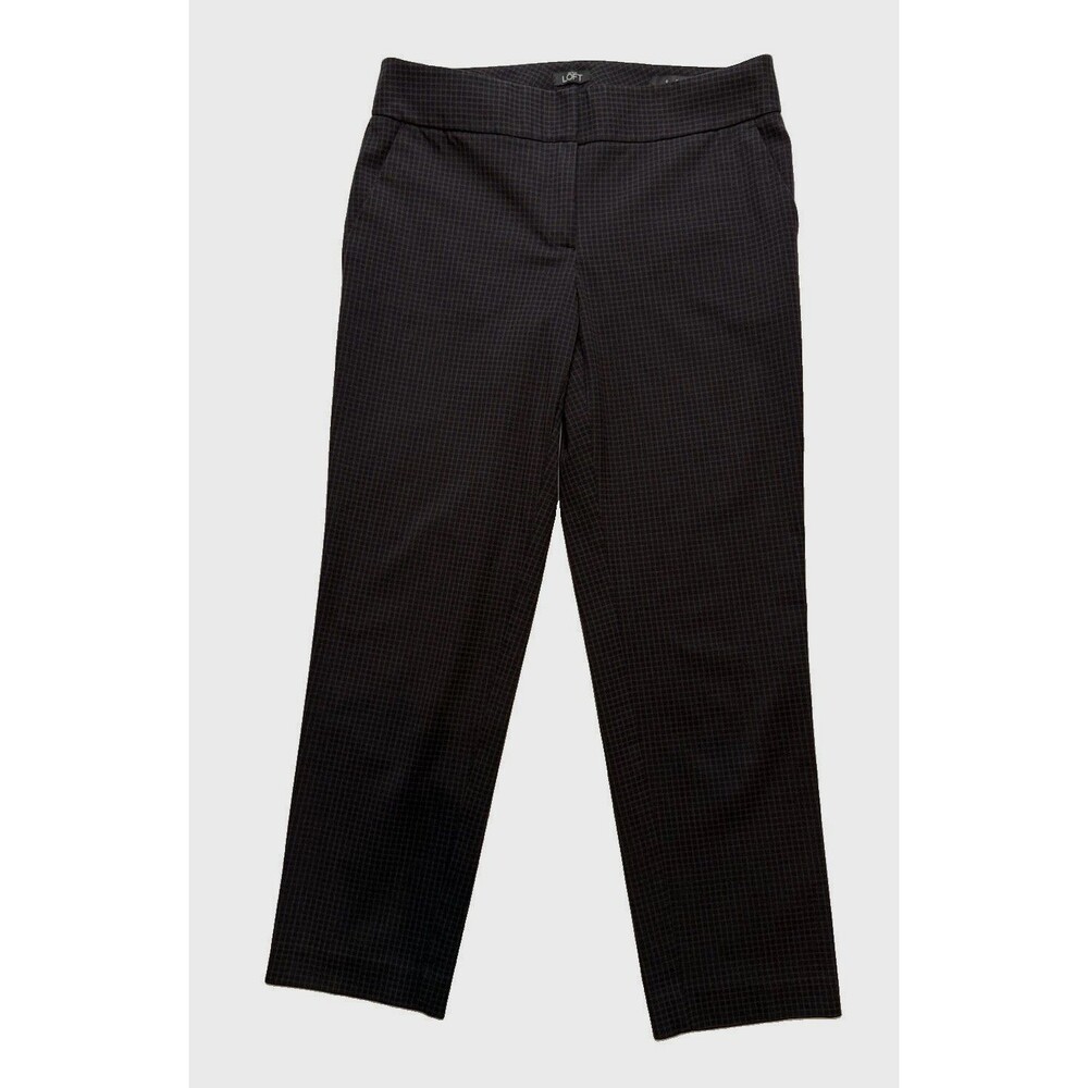 Ann Taylor Loft Womens Size 6 Marisa Black Checkered Plaid Ankle Pants Stretch
